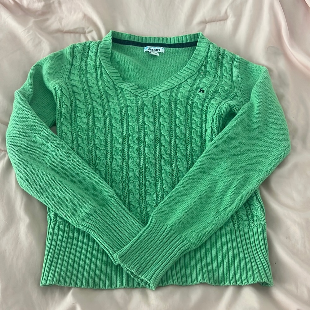 Old Navy Knitted Green Crewneck 💚